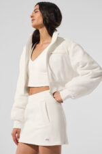 Polar Fleece Cropped Wintry Mix Jacket – Ivory - Image 5