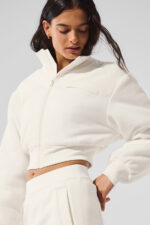 Polar Fleece Cropped Wintry Mix Jacket – Ivory - Image 2