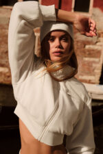 Polar Fleece Cropped Wintry Mix Jacket – Ivory - Image 4