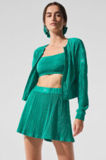 Cropped Micro Plisse Jacket – Spruce Green - Image 2