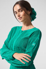 Cropped Micro Plisse Jacket – Spruce Green - Image 4