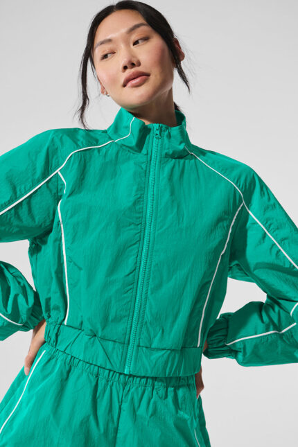 Motivate Full-Zip Track Jacket – Spruce Green/White