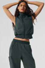Polar Fleece Wintry Mix Vest – Charcoal Green - Image 4