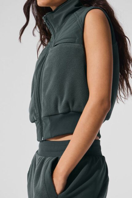 Polar Fleece Wintry Mix Vest – Charcoal Green