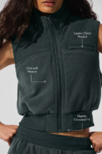 Polar Fleece Wintry Mix Vest – Charcoal Green - Image 2