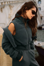 Polar Fleece Wintry Mix Vest – Charcoal Green - Image 5