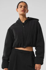 Cropped Mountain Peak Full-Zip Hoodie – Black - Image 5