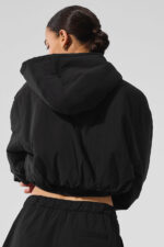 Cropped Mountain Peak Full-Zip Hoodie – Black - Image 3