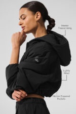 Cropped Mountain Peak Full-Zip Hoodie – Black - Image 2