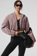 Cropped Mountain Peak Full-Zip Hoodie – Mushroom - Image 5