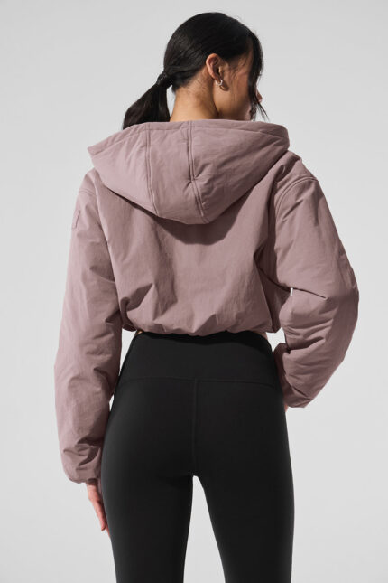 Cropped Mountain Peak Full-Zip Hoodie – Mushroom