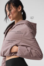 Cropped Mountain Peak Full-Zip Hoodie – Mushroom - Image 3