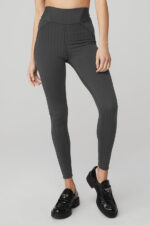 Pinstripe Jacquard Extreme High-Waist Legging – Anthracite/Black - Image 2