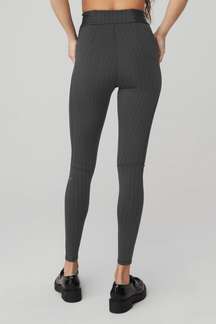 Pinstripe Jacquard Extreme High-Waist Legging – Anthracite/Black