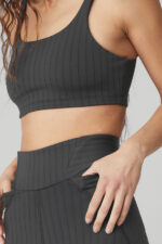 Pinstripe Jacquard Extreme High-Waist Legging – Anthracite/Black - Image 3