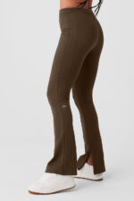 High-Waist 7/8 Zip It Flare Legging – Espresso - Image 3