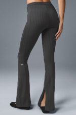 High-Waist Pinstripe Zip It Flare Legging – Anthracite/Black - Image 5