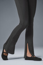 High-Waist Pinstripe Zip It Flare Legging – Anthracite/Black - Image 4