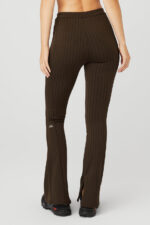 High-Waist Pinstripe Zip It Flare Legging – Espresso/Black - Image 4