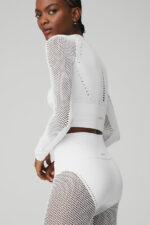 Seamless High-Waist 7/8 Limitless Open Air Legging – White - Image 3