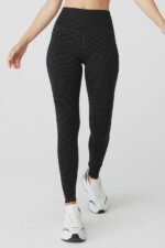 Jacquard High-Waist Checkered Legging – Black/Anthracite