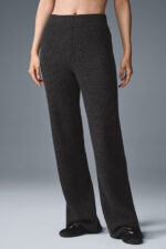 Cashmere High-Waist Plush Waffle Pant – Dark Heather Grey