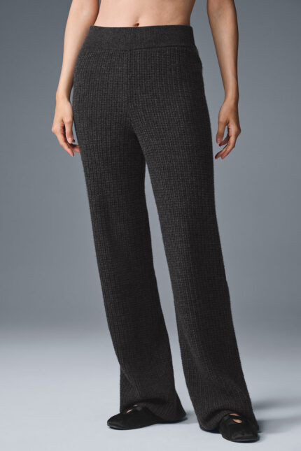 Cashmere High-Waist Plush Waffle Pant – Dark Heather Grey