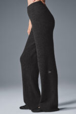 Cashmere High-Waist Plush Waffle Pant – Dark Heather Grey - Image 2