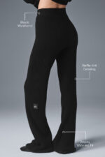 Cashmere High-Waist Plush Waffle Pant – Black - Image 2