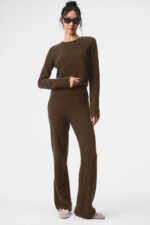 Cashmere High-Waist Plush Waffle Pant – Espresso - Image 2