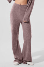 Cashmere High-Waist Plush Waffle Pant – Mushroom Heather - Image 4
