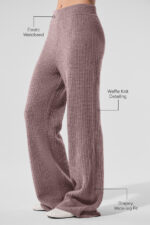 Cashmere High-Waist Plush Waffle Pant – Mushroom Heather - Image 3
