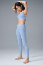 Airbrush High-Waist Heart Throb Legging – Seashell Blue/White