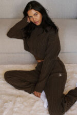 Cable Knit Winter Bliss Pant – Espresso - Image 3