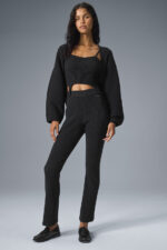 Denim Knit High-Waist Flare Pant – Black/Anthracite - Image 4