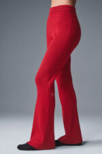 Denim Knit High-Waist Flare Pant – Bold Red/Dark Bold Red - Image 3