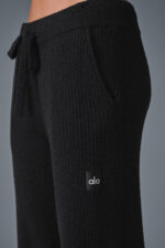 Snuggle Up Sweater High-Waist Wide Leg Pant – Black - Image 3