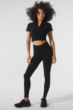 Seamless Winter Warm Plush High-Waist 7/8 Legging – Black
