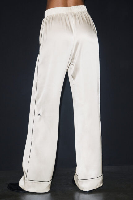 Courchevel Silk Pant – Ivory/Black