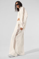High-Waist Origin Wide Leg Track Pant – Ivory - Image 3