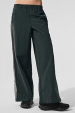 High-Waist Origin Wide Leg Track Pant – Charcoal Green - Image 3