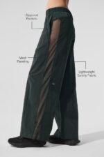 High-Waist Origin Wide Leg Track Pant – Charcoal Green - Image 2