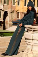 High-Waist Origin Wide Leg Track Pant – Charcoal Green - Image 4