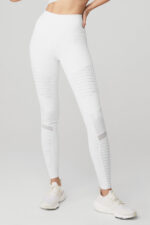 High-Waist Moto Legging – White/White Glossy - Image 2
