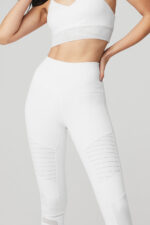 High-Waist Moto Legging – White/White Glossy - Image 3