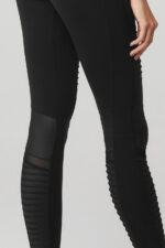 High-Waist Moto Legging – Black/Black Glossy
