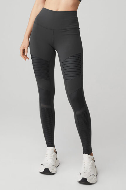 High-Waist Moto Legging – Anthracite/Anthracite Glossy