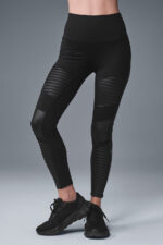 7/8 High-Waist Moto Legging – Black - Image 4