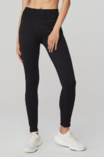 Seamless High-Waist Ribbed Legging – Black - Image 4