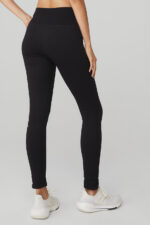 Seamless High-Waist Ribbed Legging – Black - Image 2